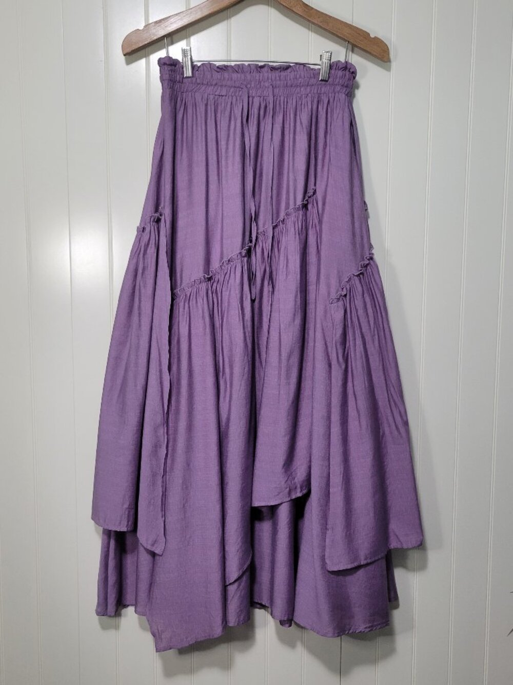 Scarlet Darkness Layered Ruffle Steampunk Renaissance Fairy Grunge Maxi Skirt M